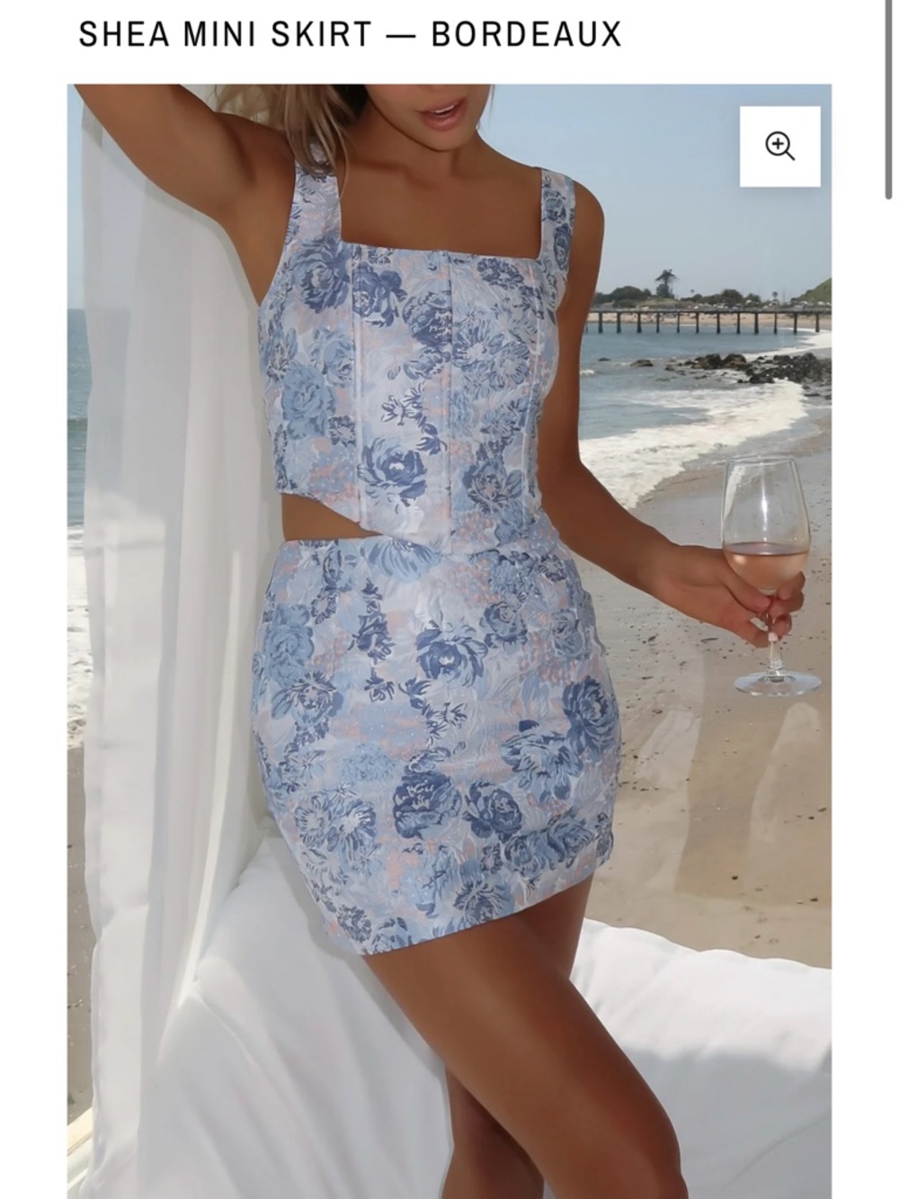 Yellow the Label Shea Miniskirt in Blue Floral Brocade